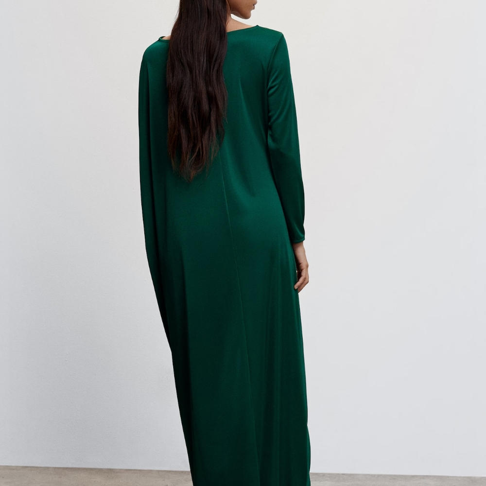 Satin draped Maxi dress MANGO UK 14 - Picture 3 of 11